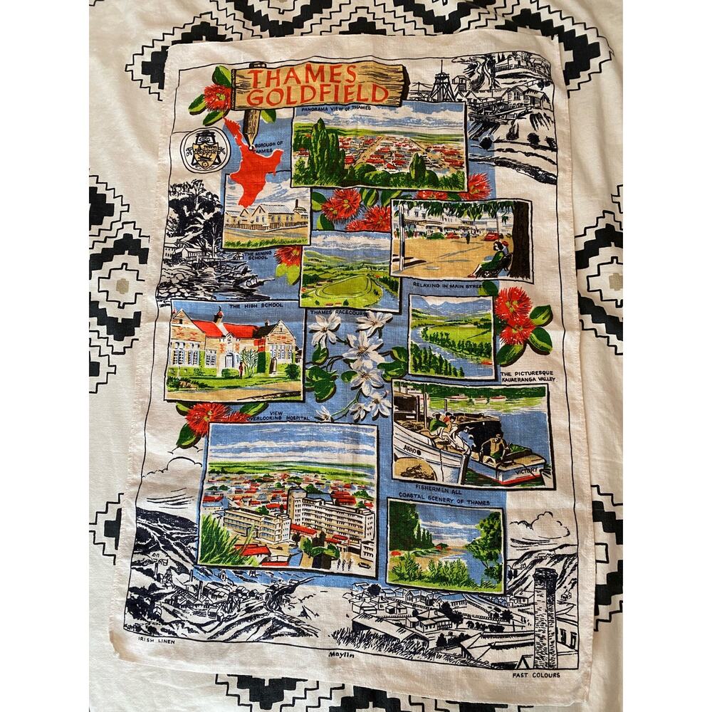 Vintage Thames Goldfield Collectible Kitchen Linen Tea Towel Souvenir